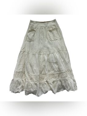 Women's cream Maxi Skirt with Lace Trim